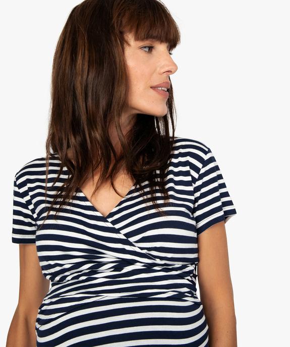 Tee-shirt de grossesse et allaitement cache-cœur vue2 - GEMO (MATER) - GEMO