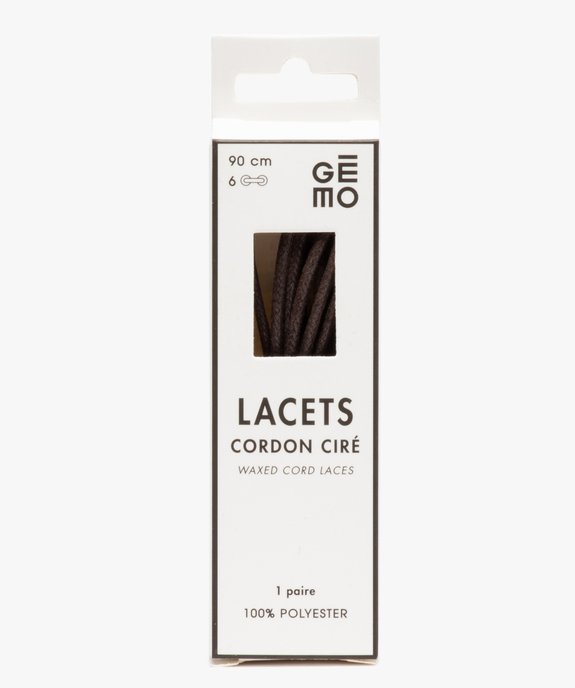 Lacets ronds en coton ciré uni 90 cm (lot de 2) vue1 - GEMO(ENTRETIEN) - GEMO