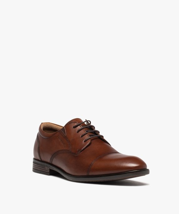 Derbies homme unis en cuir avec élastique d'aisance et à lacets ronds - Pierre Cardin vue2 - PIERRE CARDIN D - GEMO