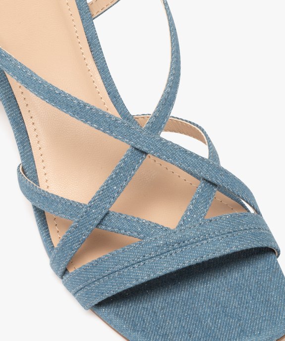 Sandales à brides en toile avec talon flare femme  vue6 - FOLLOW ME - GEMO