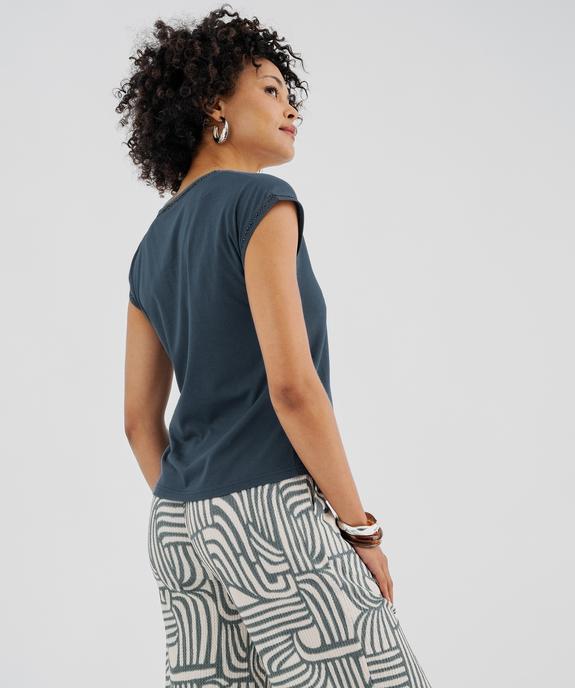 Tee-shirt à manches courtes avec finitions scintillantes femme vue3 - GEMO 4G FEMME - GEMO