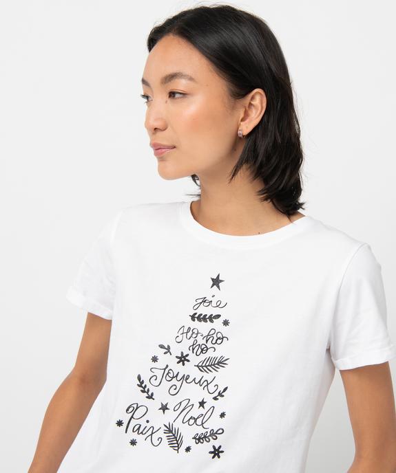 Tee-shirt femme à manches courtes spécial Noël vue2 - GEMO(FEMME PAP) - GEMO