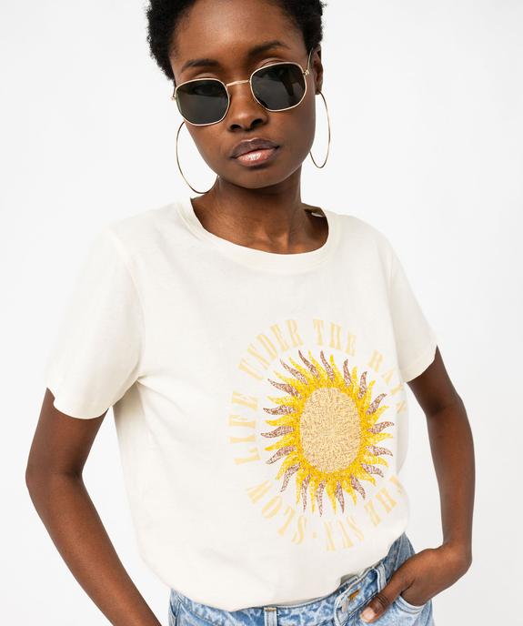 Tee-shirt à manches courtes avec motif bohème femme vue1 - GEMO 4G FEMME - GEMO