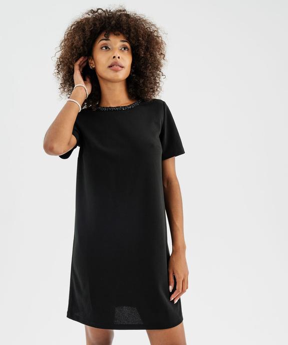 Robe manches courtes coupe droite et courte femme vue3 - GEMO(FEMME PAP) - GEMO