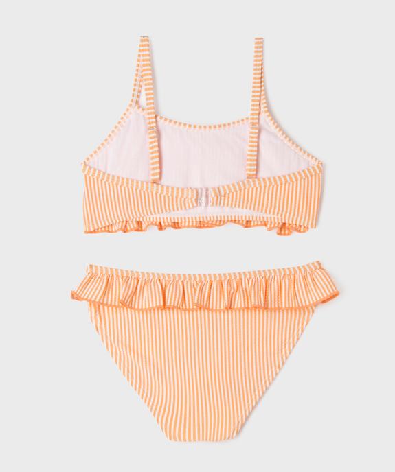 Maillot de bain 2 pièces à rayures et volants fille - LuluCastagnette vue4 - LULUCASTAGNETTE - GEMO