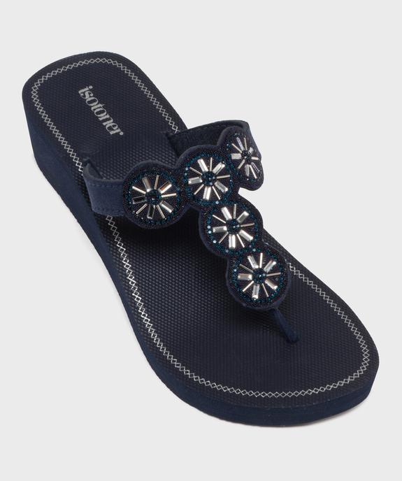 Tongs de plage à talon compensé femme - Isotoner vue5 - ISOTONER - GEMO