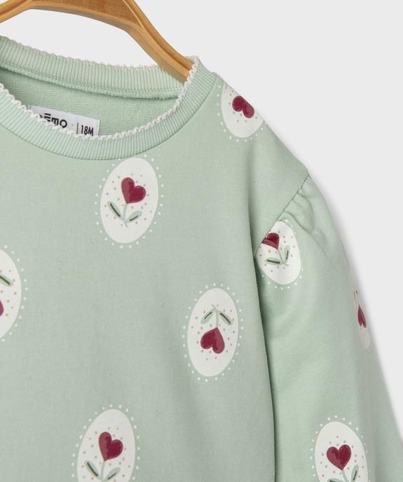Sweat imprimé à volants bébé fille vue2 - GEMO 4G BEBE - GEMO