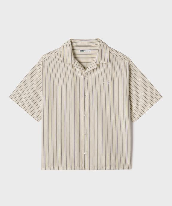 Chemise manches courtes à rayures multicolores et col cubain garçon vue1 - GEMO (JUNIOR) - GEMO