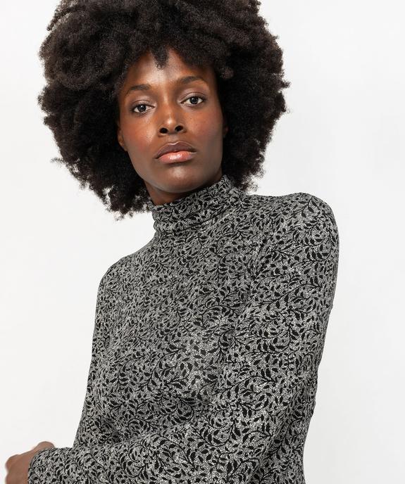 Tee-shirt manches longues et col roulé imprimé femme vue5 - GEMO 4G FEMME - GEMO