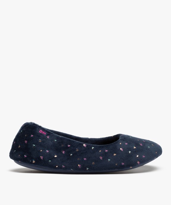 Chaussons femme ballerines en velours imprimé – Dim vue1 - DIM - GEMO