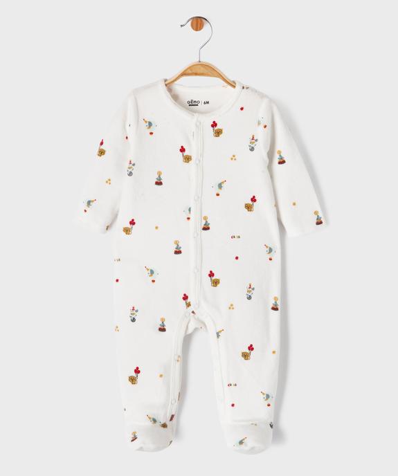 Pyjama en velours ouverture devant à motifs bébé vue1 - GEMO 4G BEBE - GEMO