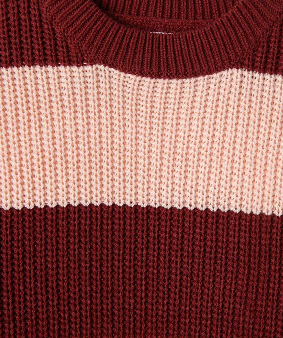 Pull court oversize à larges rayures fille vue2 - GEMO (JUNIOR) - GEMO