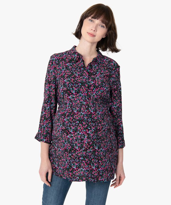 Blouse de grossesse à motifs fleuris manches 3/4 vue1 - GEMO (MATER) - GEMO