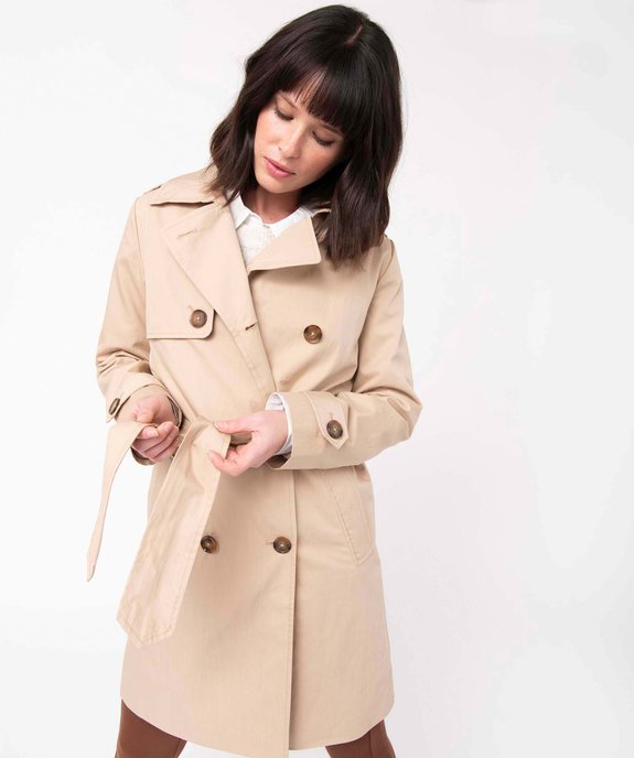 Trench femme court avec ceinture vue2 - GEMO(FEMME PAP) - GEMO