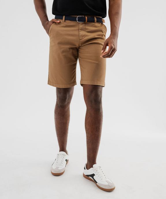 Bermuda chino droit avec ceinture tressée homme vue1 - GEMO (HOMME) - GEMO