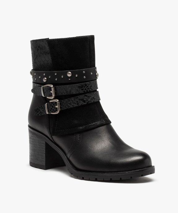 Boots femme à talon large et brides décoratives vue2 - GEMO(URBAIN) - GEMO