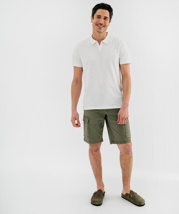 Polo manches courtes en jersey de coton flammé homme vue4 - GEMO 4G HOMME - GEMO