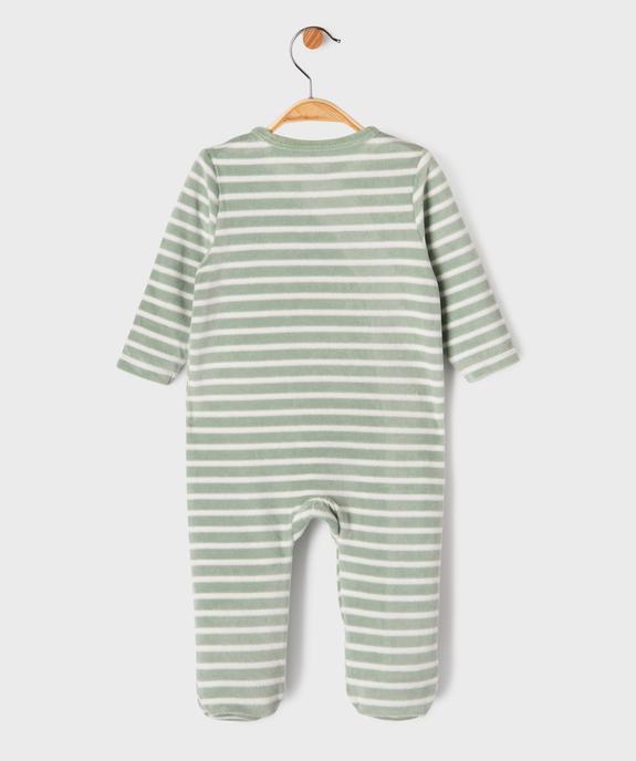 Pyjama en velours à rayures avec message brodé bébé garçon vue3 - GEMO 4G BEBE - GEMO