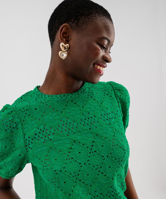 Tee-shirt à manches courtes en maille ajourée femme vue2 - GEMO 4G FEMME - GEMO