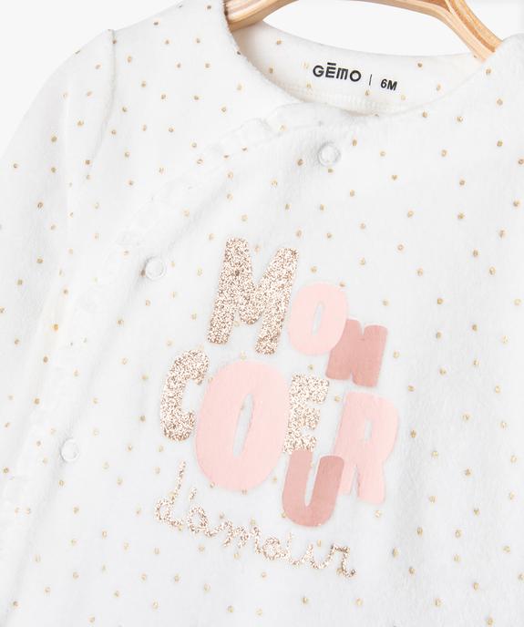 Pyjama en velours avec touches pailletées bébé fille vue2 - GEMO 4G BEBE - GEMO