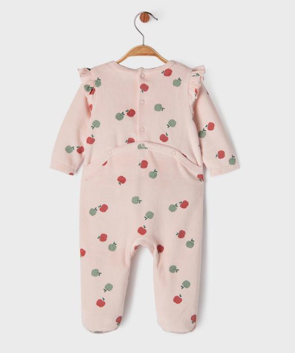 Pyjama en velours à motifs pommes et volants aux épaules bébé vue4 - GEMO 4G BEBE - GEMO