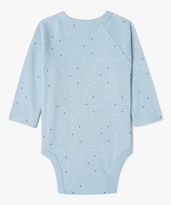 Bodies manches longues fermeture croisée devant bébé garçon (lot de 5) vue4 - GEMO 4G BEBE - GEMO