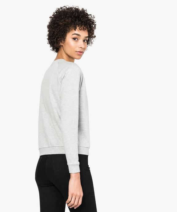 Sweat femme molletonné et imprimé à manches raglan vue3 - FOLLOW ME - GEMO