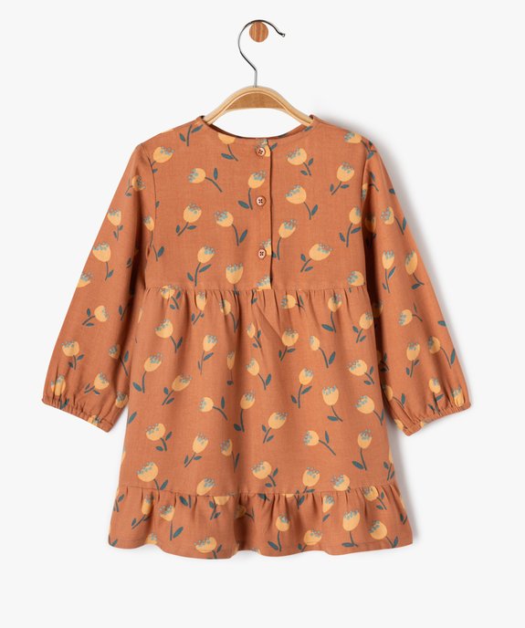Robe à manches longues à motifs fleuris bébé fille vue3 - GEMO(BEBE DEBT) - GEMO