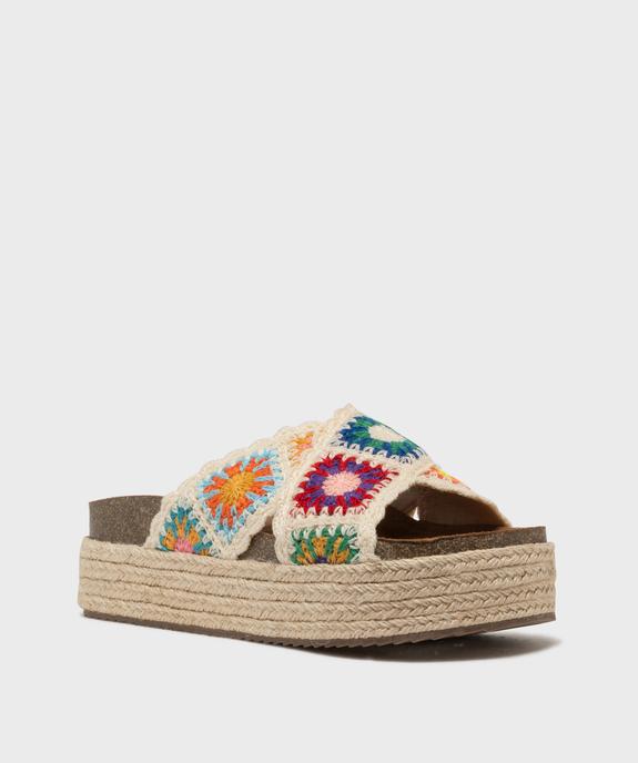 Mules ouvertes en textile à semelle plateforme femme vue2 - 5 MILES - GEMO