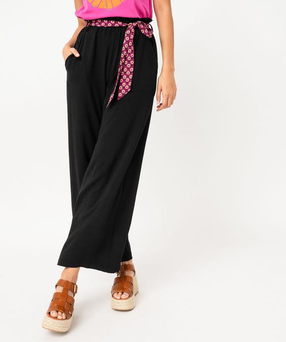 Pantalon large et fluide avec ceinture à motifs femme vue2 - GEMO(FEMME PAP) - GEMO