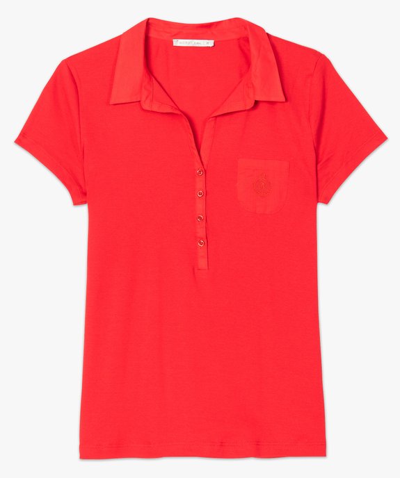 Tee-shirt femme façon polo en jersey de coton vue4 - GEMO (MAILLE) - GEMO