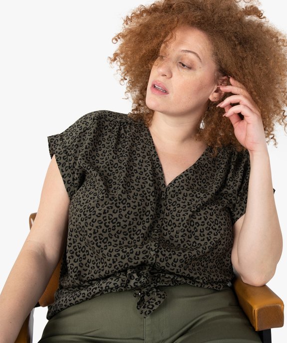 Blouse femme à manches courtes imprimée avec boutons vue1 - GEMO (G TAILLE) - GEMO