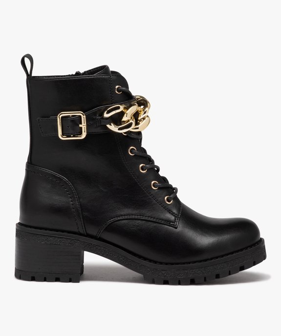 Boots fille unies à talon carré avec chaîne fantaisie vue1 - GEMO (ENFANT) - GEMO