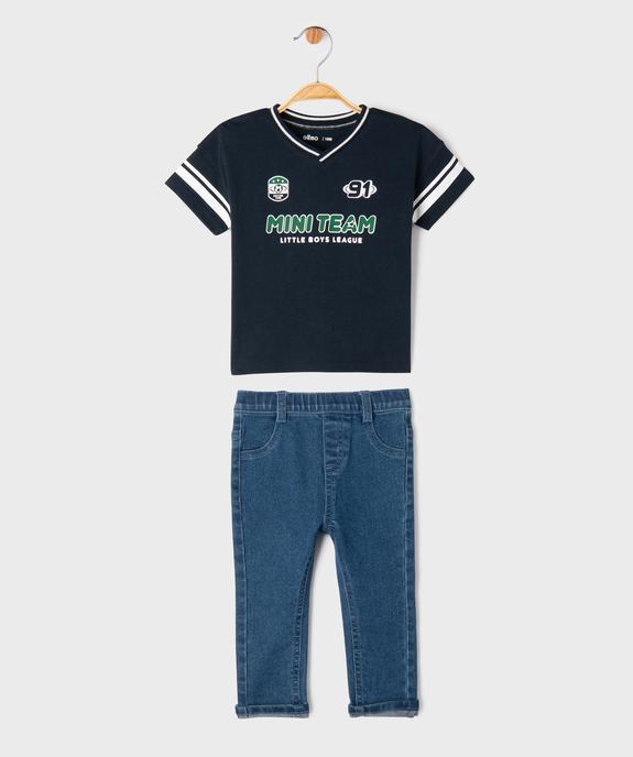 Ensemble 2 pièces jean + tee-shirt manches courtes bébé garçon vue1 - GEMO(BEBE DEBT) - GEMO
