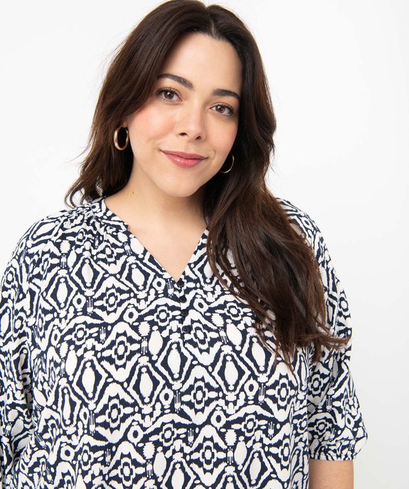 Blouse imprimée à manches 3/4 femme grande taille vue2 - GEMO 4G GT - GEMO