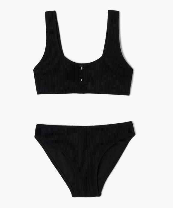Maillot de bain deux pièces en maille gaufrée fille vue1 - GEMO 4G FILLE - GEMO