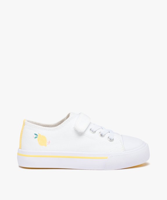 Baskets fille en toile avec motif marguerite sur le coté noir vue1 - GEMO 4G FILLE - GEMO