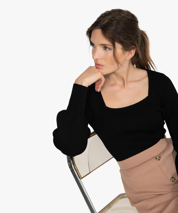 Pull femme en maille côtelée avec grand col carré vue1 - GEMO(FEMME PAP) - GEMO
