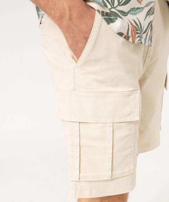 Bermuda cargo en coton stretch à taille élastiquée homme vue2 - GEMO (HOMME) - GEMO