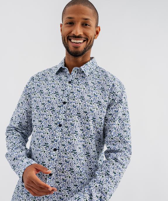 Chemise manches longues en coton fleuri homme vue3 - GEMO (HOMME) - GEMO