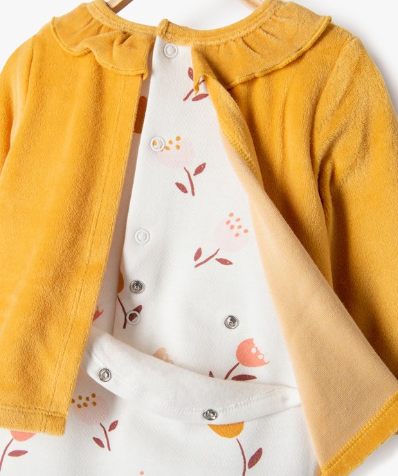 Pyjama bébé fille bimatières effet 2 en 1 vue3 - GEMO(BB COUCHE) - GEMO