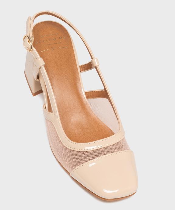 Escarpins slingback vernis à talon large et bout carré femme - Follow Me vue5 - FOLLOW ME - GEMO