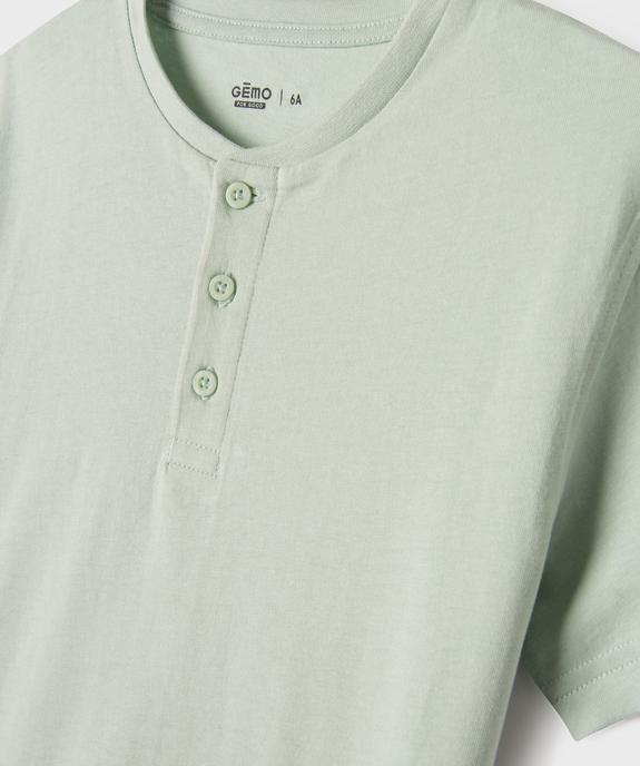 Tee-shirt uni col tunisien enfant garçon vue2 - GEMO 4G GARCON - GEMO