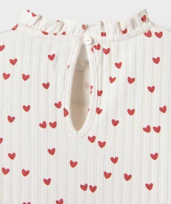 Tee-shirt manches longues à motifs coeurs fille vue3 - GEMO 4G FILLE - GEMO