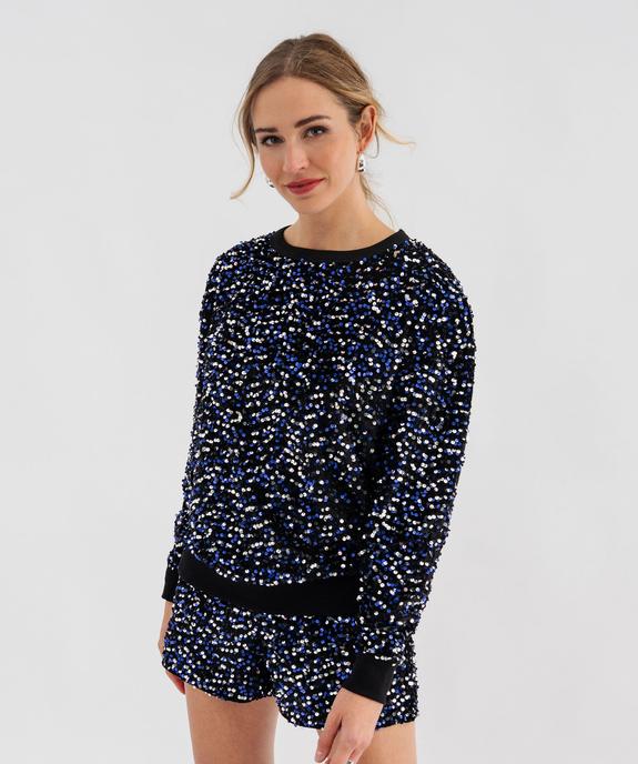 Sweat en velours à sequins femme vue1 - GEMO(FEMME PAP) - GEMO