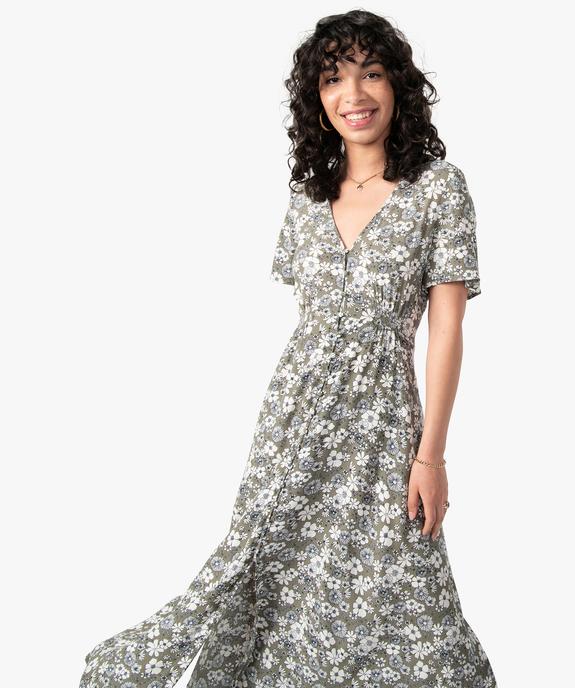 Robe femme longue imprimée à manches courtes vue2 - GEMO(FEMME PAP) - GEMO
