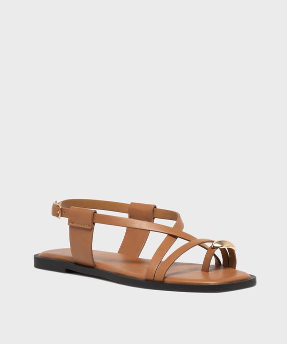 Sandales plates multibrides avec bijou de pied femme vue2 - FOLLOW ME - GEMO