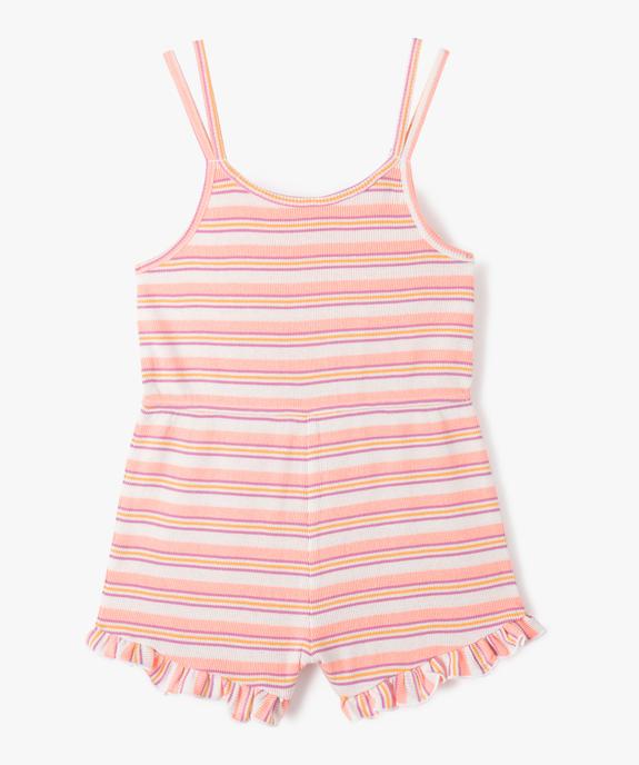 Combishort fille à rayures en maille côtelée vue1 - GEMO (ENFANT) - GEMO