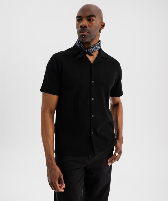Chemise manches courtes en maille fantaisie avec col cubain homme vue1 - GEMO (HOMME) - GEMO