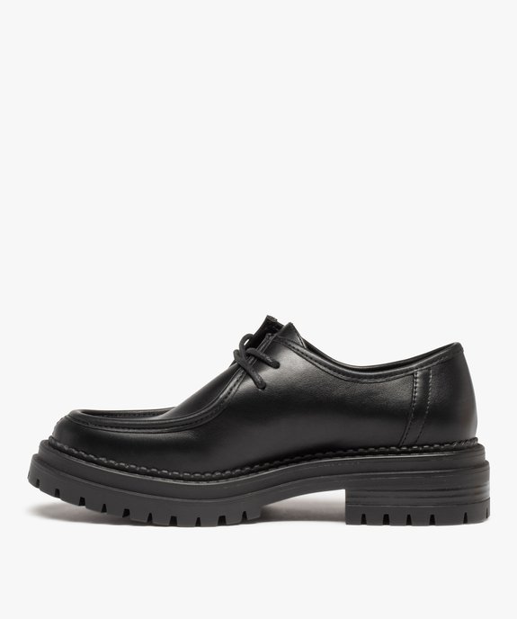 Derbies femme unis à lacets et semelle crantée vue3 - GEMO (CASUAL) - GEMO